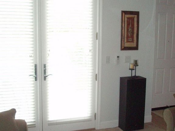 View of patio doors from interior