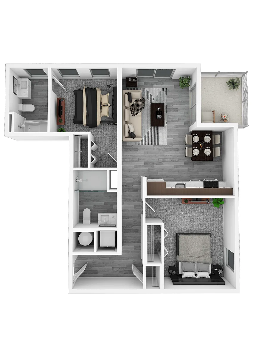 Floor plan Flats B2 - 1 Bedroom/Den Large