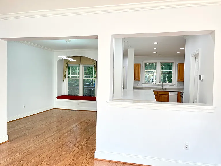 View from living room to dining room and kitchen