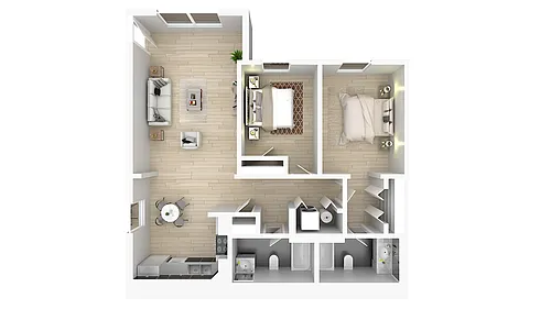 Floor plan 2 Bedroom 2 Bathroom - The Rowan