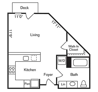 Floor plan 0BD, 1BTH CM