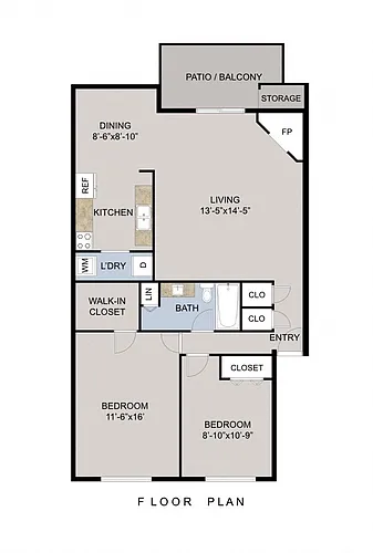Floor plan B1 - Two Bedroom One Bath