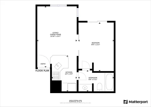 Floor plan 1 Bed 1 Bath