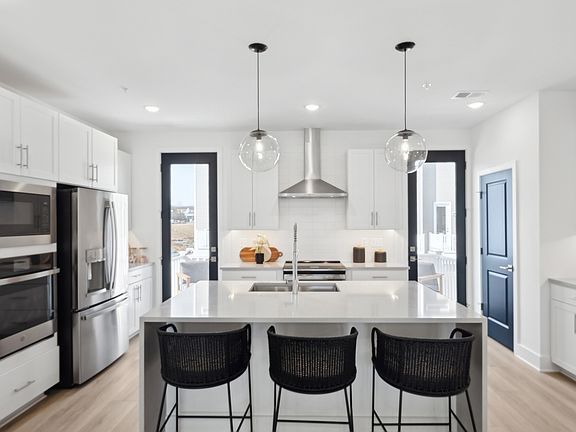 Kitchen with pendant lighting
