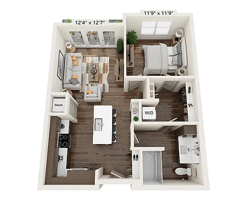 Floor plan One Bedroom A1L-III