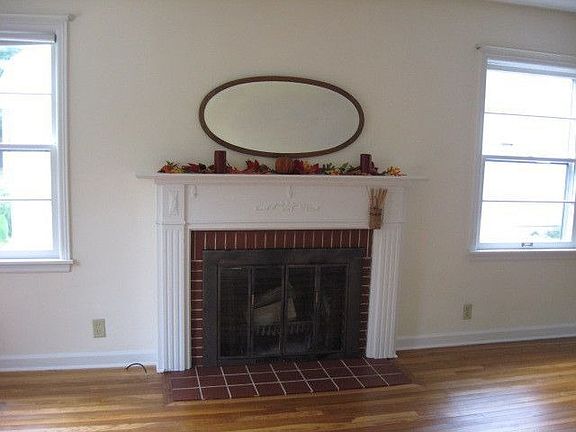 Wood fireplace. Interior painted