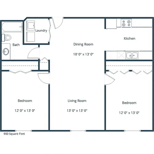 Floor plan Two Bedroom 21D