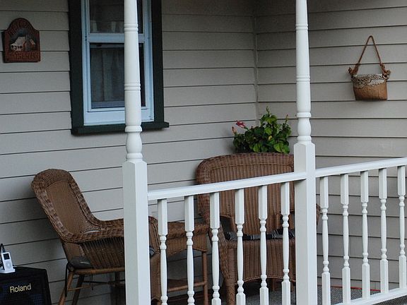 Covered back porch of cabin
