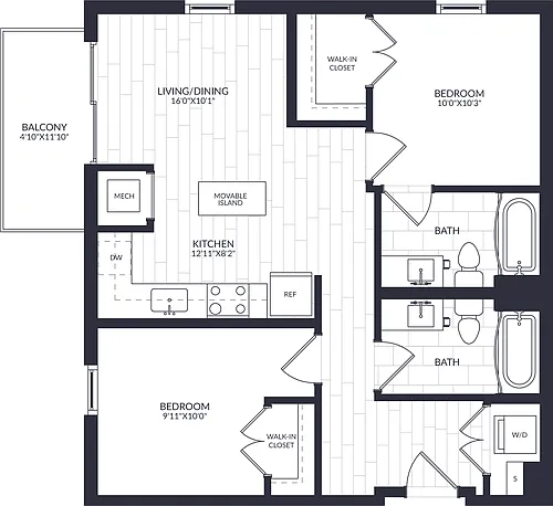 Floor plan 2 Bed/2 Bath-B2-26