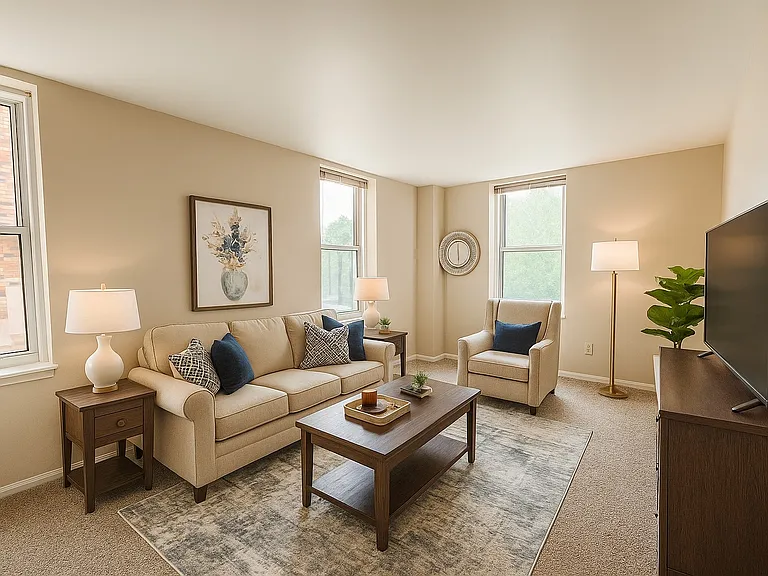1 BD living room rendering