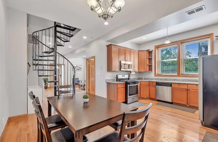 Dining and kitchen area.