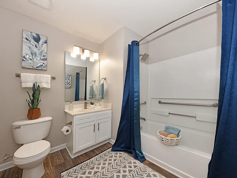 Bright bathroom with bathtub