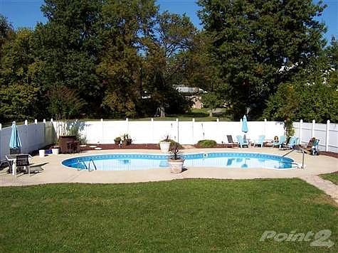 20' x 40' kidney shaped pool. Depth is from 3 1/2 ft to 5 1/2 ft.