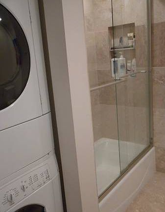 New washer and dryer, shower/bathtub