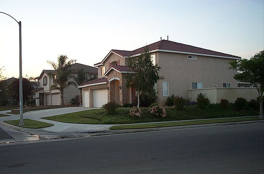 corner house at sunset