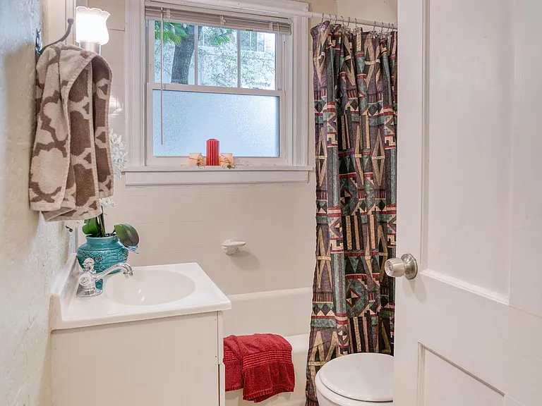 Downstairs bath with linen closet