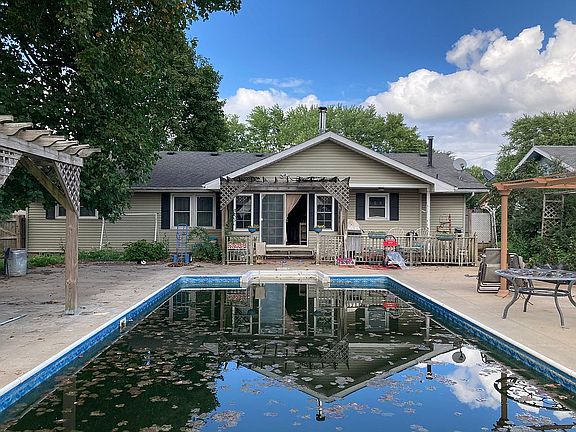 Backyard patio and pool area
