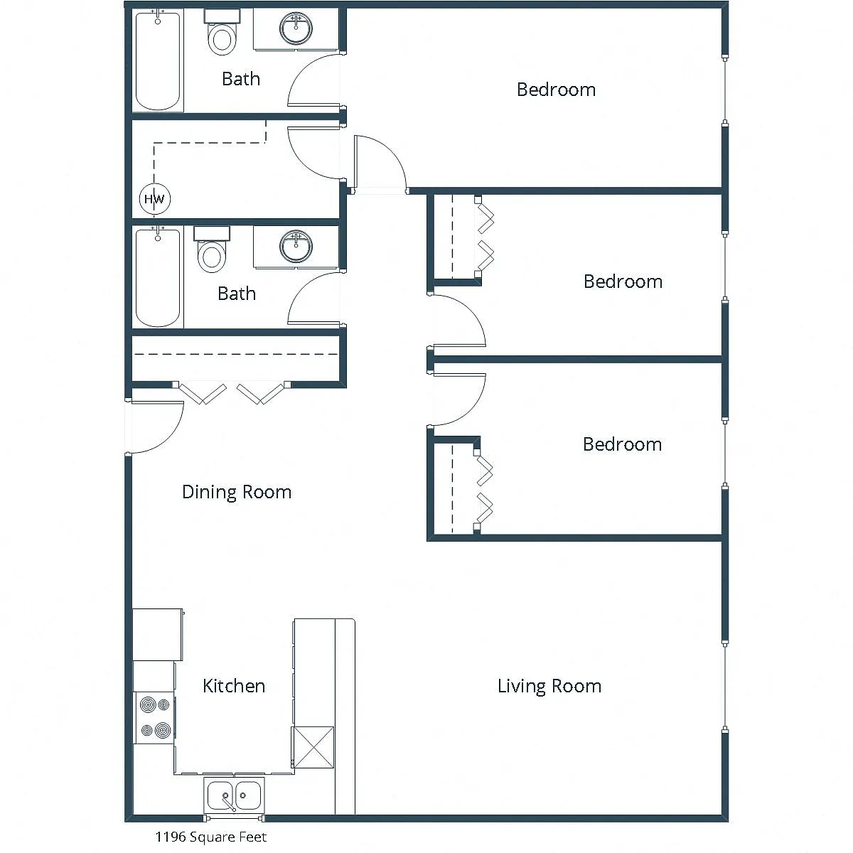 Floor plan Three Bedroom 32A