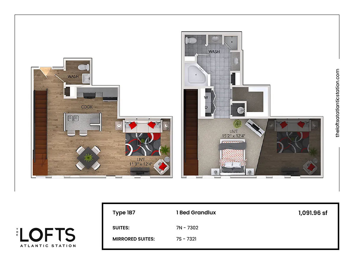 Floor plan 1B7 - 1 Bed Grandlux