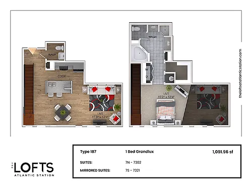 Floor plan 1B7 - 1 Bed Grandlux