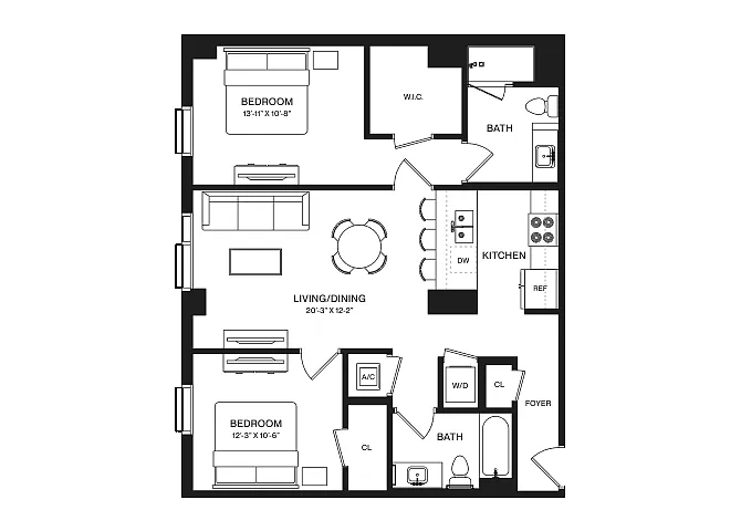 Floor plan 2 Bed/2 Bath-B5