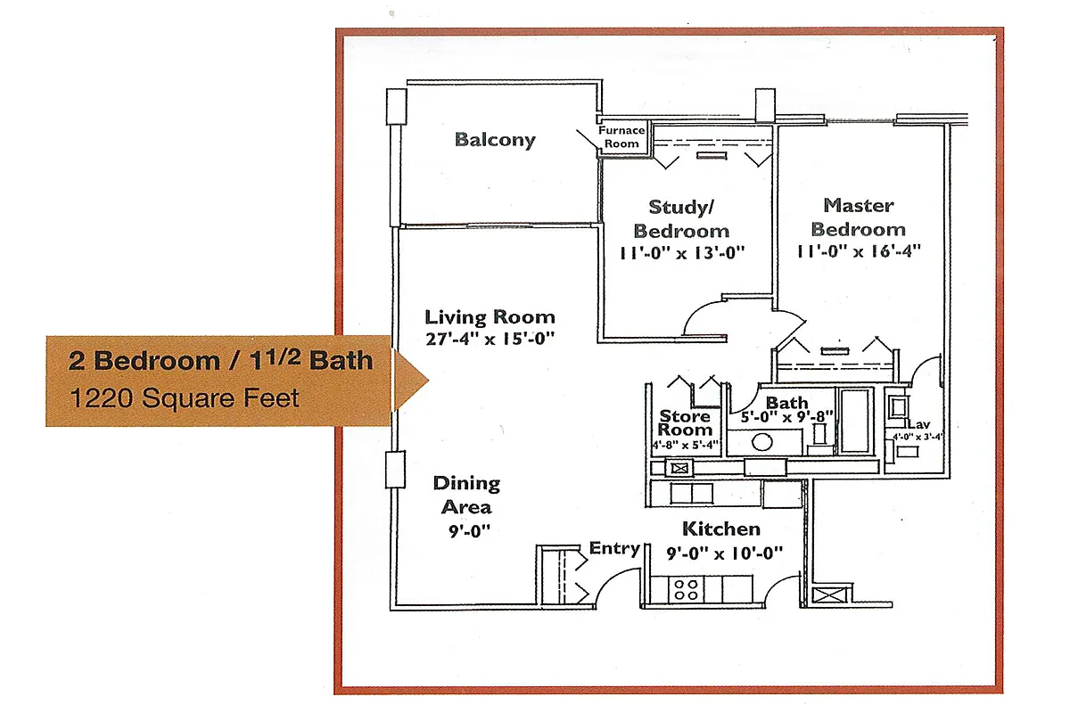 Floor plan Two Bedroom - 2 Bath