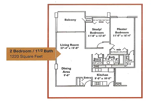Floor plan Two Bedroom - 2 Bath