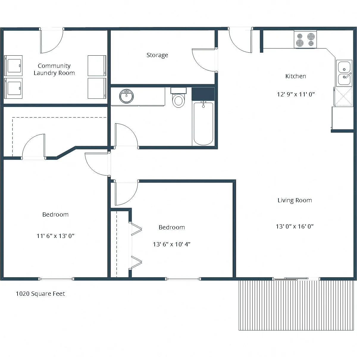 Floor plan Two Bedroom 21B