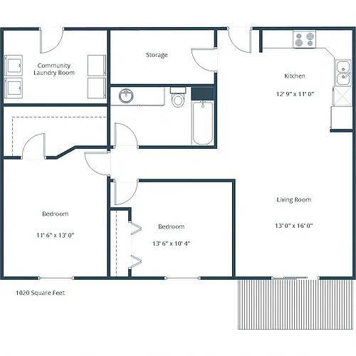 Floor plan Two Bedroom 21B