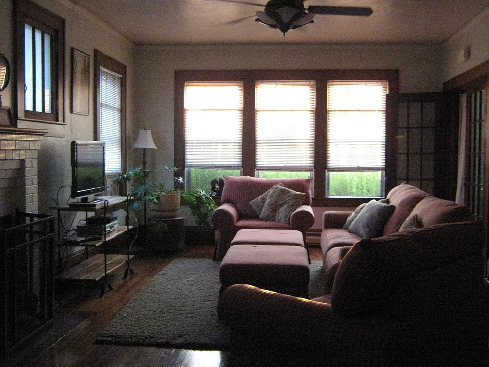large living room with fireplace