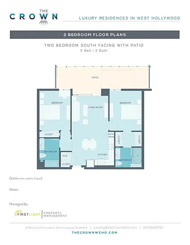 Floor plan 2 BED 2 BATH WITH PATIO