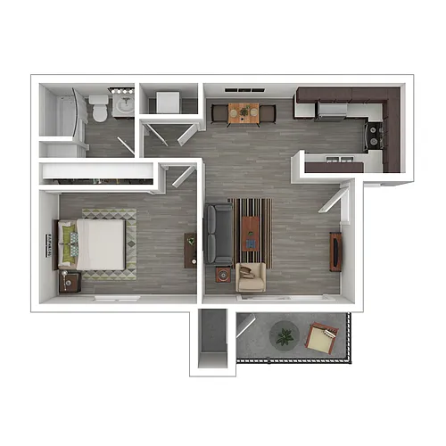 Floor plan REV - One Bedroom/One Bath - 600 sq ft