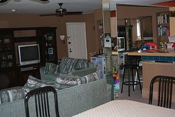 Living, dining, kitchen open floorplan