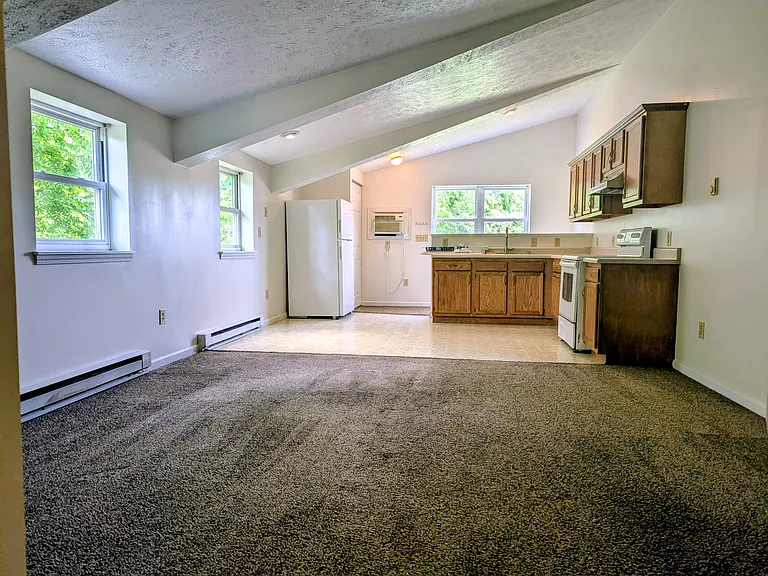View from living room into kitchen