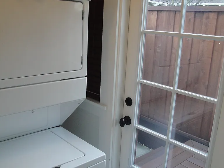 Laundry room and rear deck.