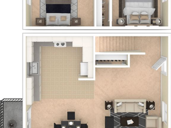 Two Level TH Style Unit Floorplan