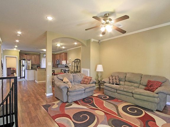 Large open floor plan from the living room to the dining room to the kitchen.