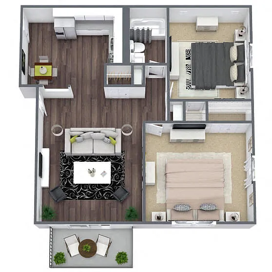 Floor plan B3: 2 Bed 1 Bath
