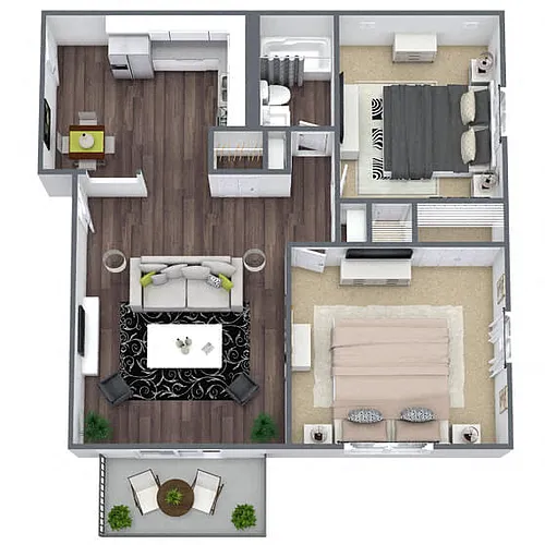 Floor plan B3: 2 Bed 1 Bath