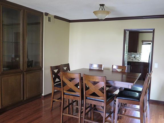 Dining area has built-in hutch