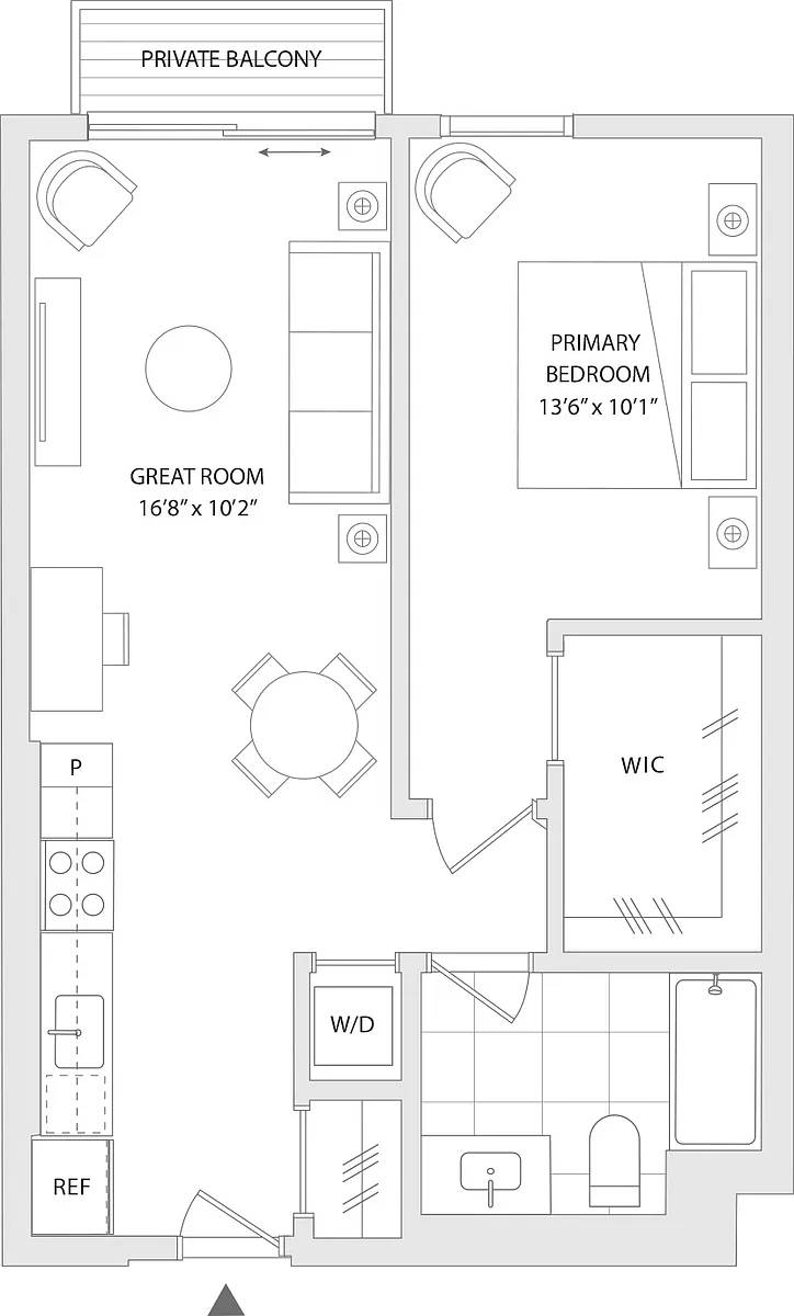 Floor plan 1 BR Y