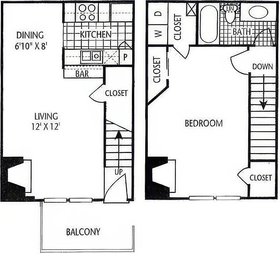 Floor plan 1X1 TH 2 FP