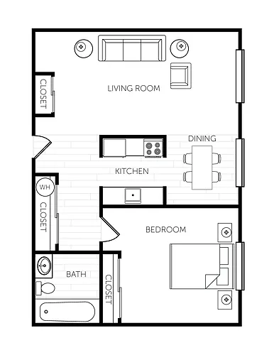 Floor plan One Bedroom - Extra Large