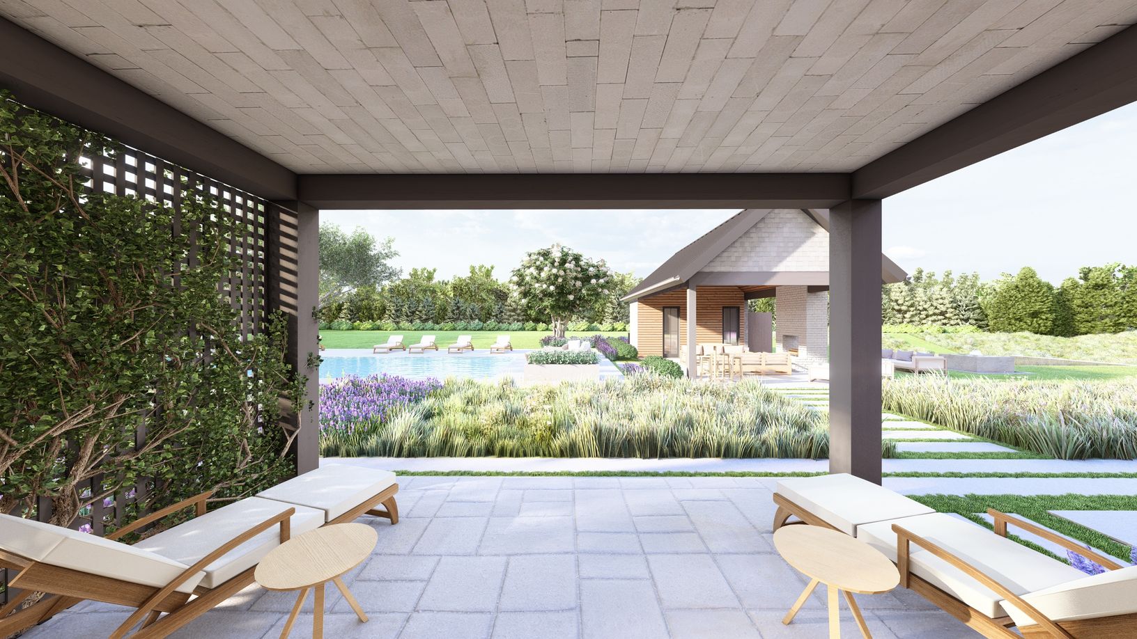  Primary porch leads to pool house