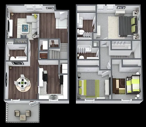 Floor plan 3 Bedroom 2.5 Bathroom Townhome/WC