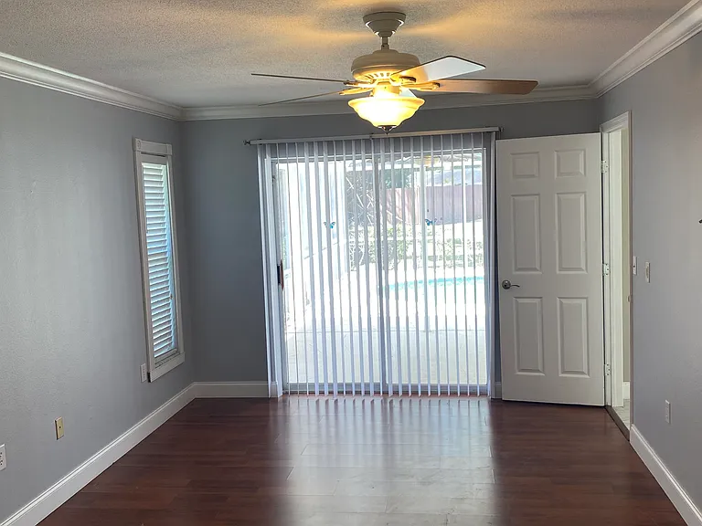 Master bedroom facing pool