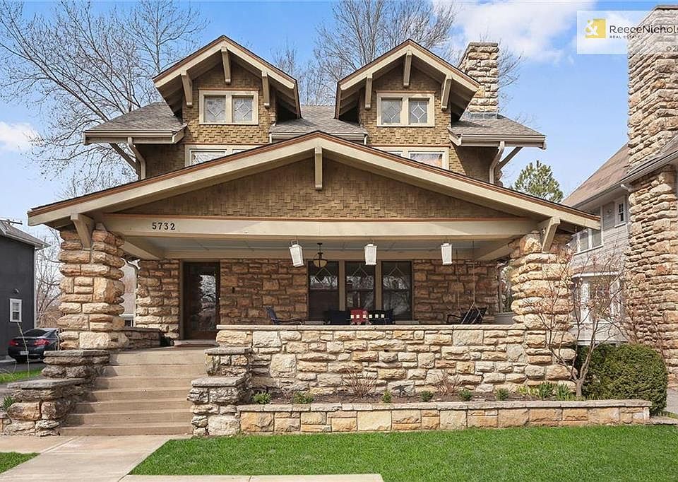 5732 Central is a fabulous Brookside home with a fantastic front porch, 3 beds, 2.1 baths and a private drive with 2 car garage