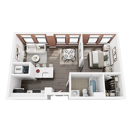 Floor plan The Jackson - 1 Bedroom, 1 Bath