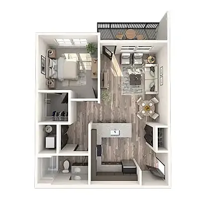 Floor plan 1 BR 1 BA