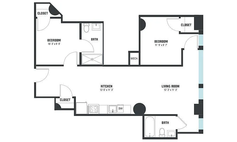 Floor plan B1 Two Bedroom